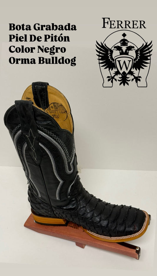 Bota grabada piel de piton