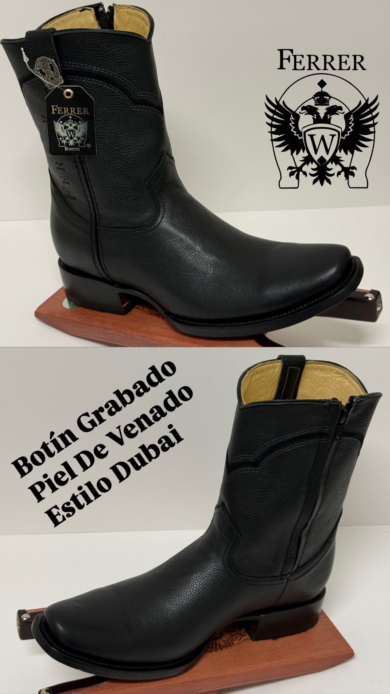 Botin grabado piel de venado